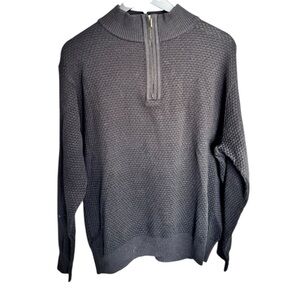 St. Croix Parsons Black Wool Blend Quarter Zip Textured Sweater M USA
